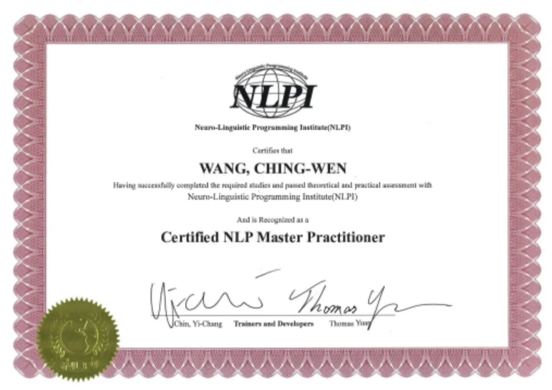 NLPI NLP Master Practitioner 證書