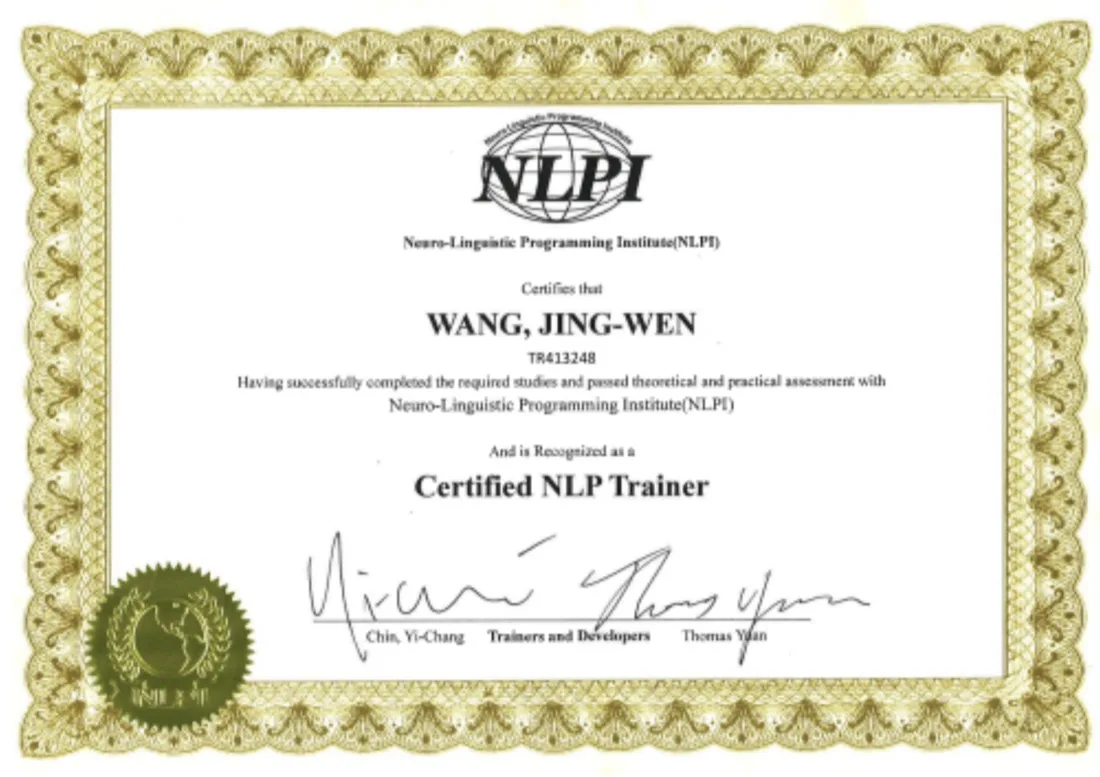 NLPI Certified NLP Trainer 證書