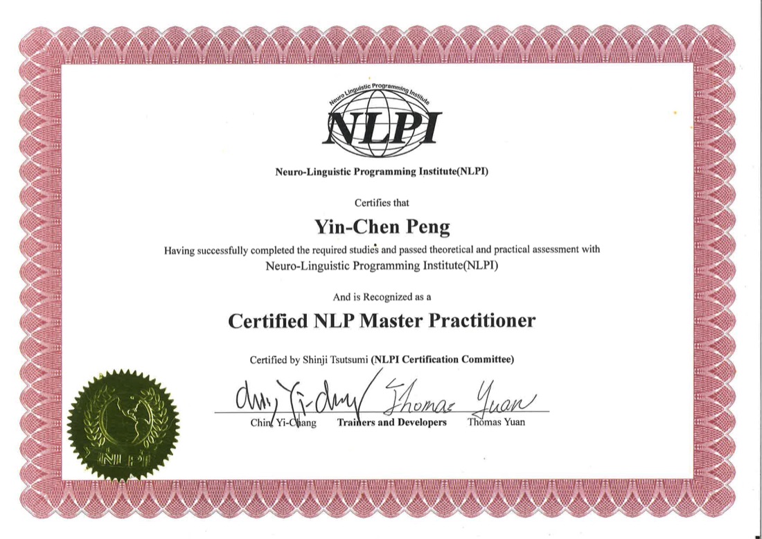 NLPI NLP Master Practitioner 證書