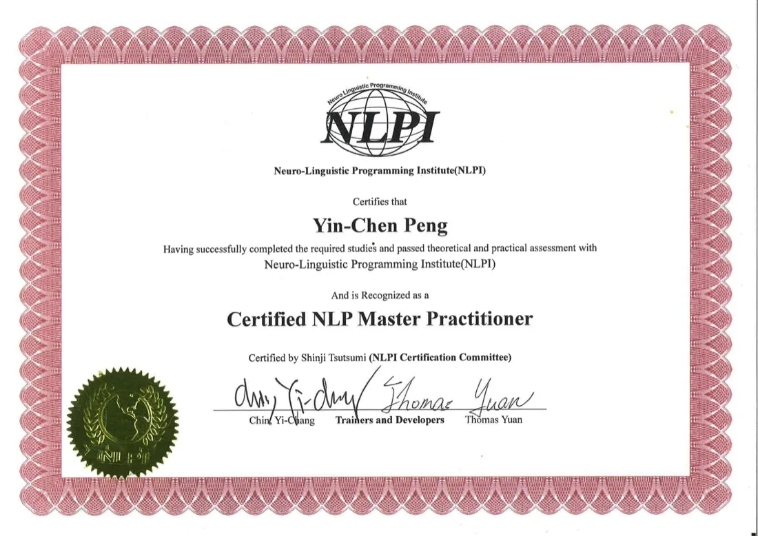 NLPI NLP Master Practitioner 證書